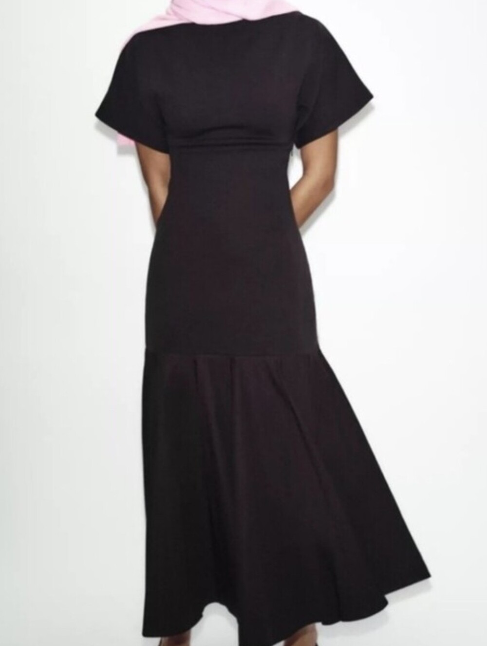 NWT Zara Organic Cotton Brown Boatneck Dress - Size Med - Minimalist Monochrome